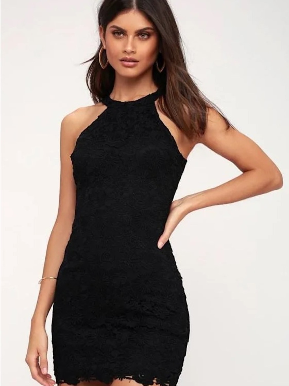 Lulus Black Lace Halter Bodycon Dress - Women XS Brand new with tags